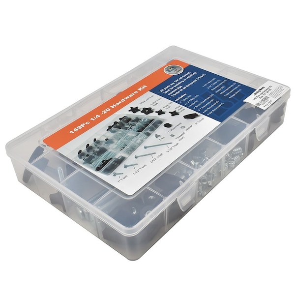 Big Horn 149 Piece Universal T-Track & Jig Hardware Kit-1/4 Inch -20 TPI - 12620