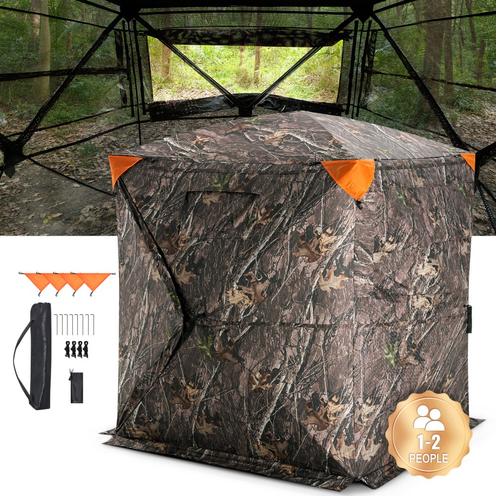 VEVOR Hunting Blind, 270° See Through Ground Blind, 1-2 Person Pop Up Deer Blind for Hunting with Carrying Bag, Portable Resilient Hunting Tent, One-Way See-Through Mesh for Turkey and Deer Hunting - SLCFXTSK55YCV5MMWV0