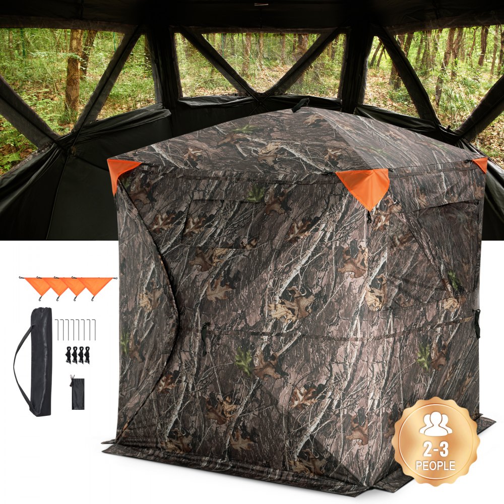 VEVOR Hunting Blind, 270° See Through Ground Blind, 2-3 Person Pop Up Deer Blind for Hunting with Carrying Bag, Portable Resilient Hunting Tent, 3 Horizontal Windows for Turkey and Deer Hunting - SLCFXCKWS58Y4SCOHV0