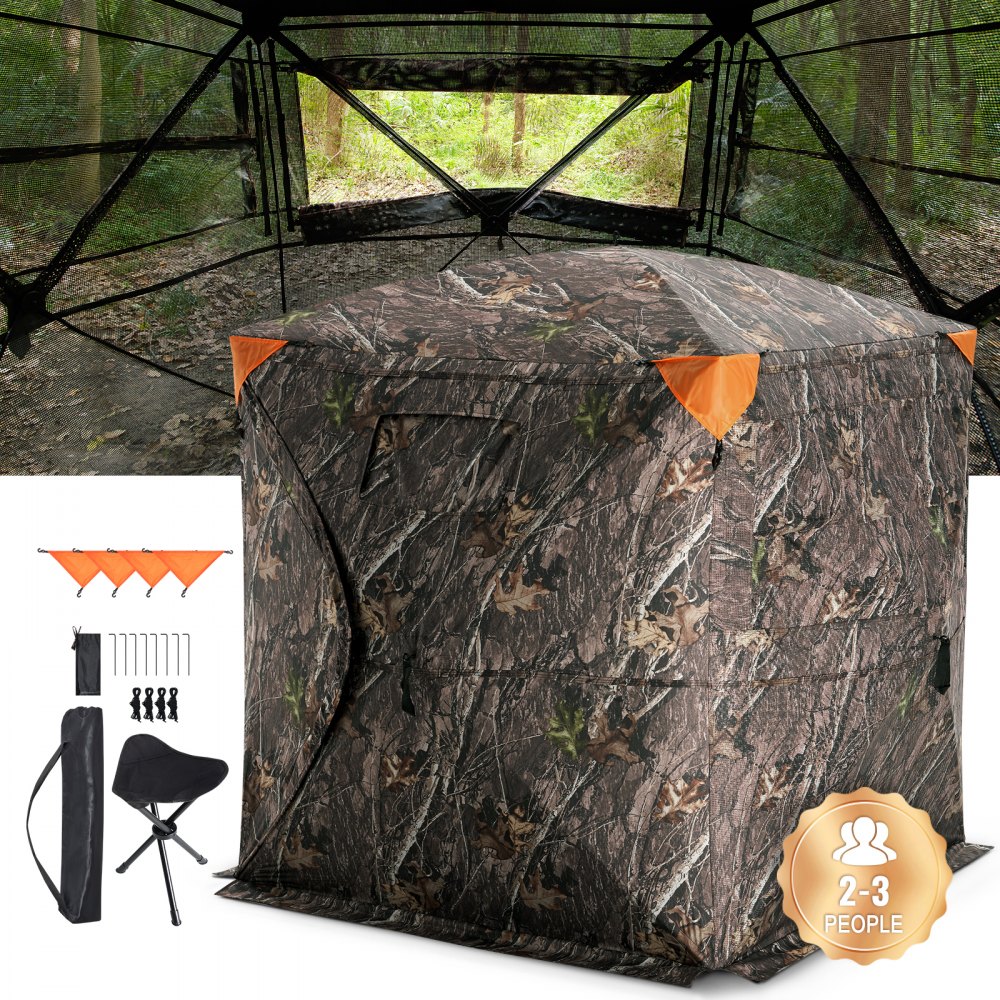 VEVOR Hunting Blind, 270° See Through Ground Blind, 2-3 Person Pop Up Deer Blind for Hunting with Carrying Bag, Portable Resilient Hunting Tent, One-Way See-Through Mesh for Turkey and Deer Hunting - SLCFXTSK58YCDMLGHV0
