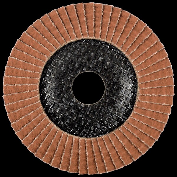 Disco de aletas cerámico premium Tryolit Abrasives de 4-1/2 pulgadas x 7/8 pulgadas, Tipo 29, 120 granos - 34334910.