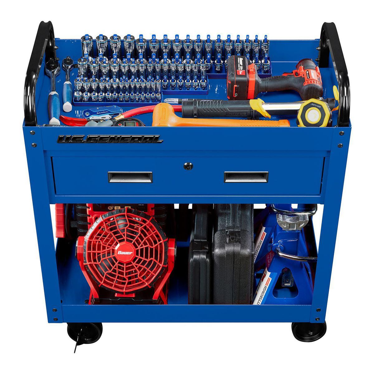 Carro de servicio de 30 pulgadas con 1 cajón, color azul - 71212