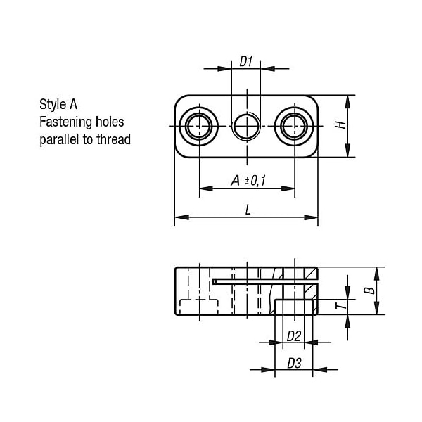 Kipp Mounting bracket aluminum Style A, for indexing plungers - K0638.3081