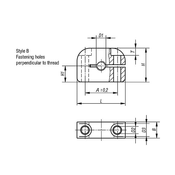 Kipp Mounting bracket aluminum Style B, for indexing plungers - K0638.4061