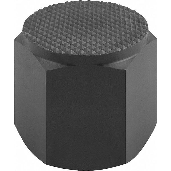 Kipp Positioning Foot, Form F, Int. Thread Serrated Face, Steel, Case Hard. w Black Oxide Finish, Sw=22 - K0298.630