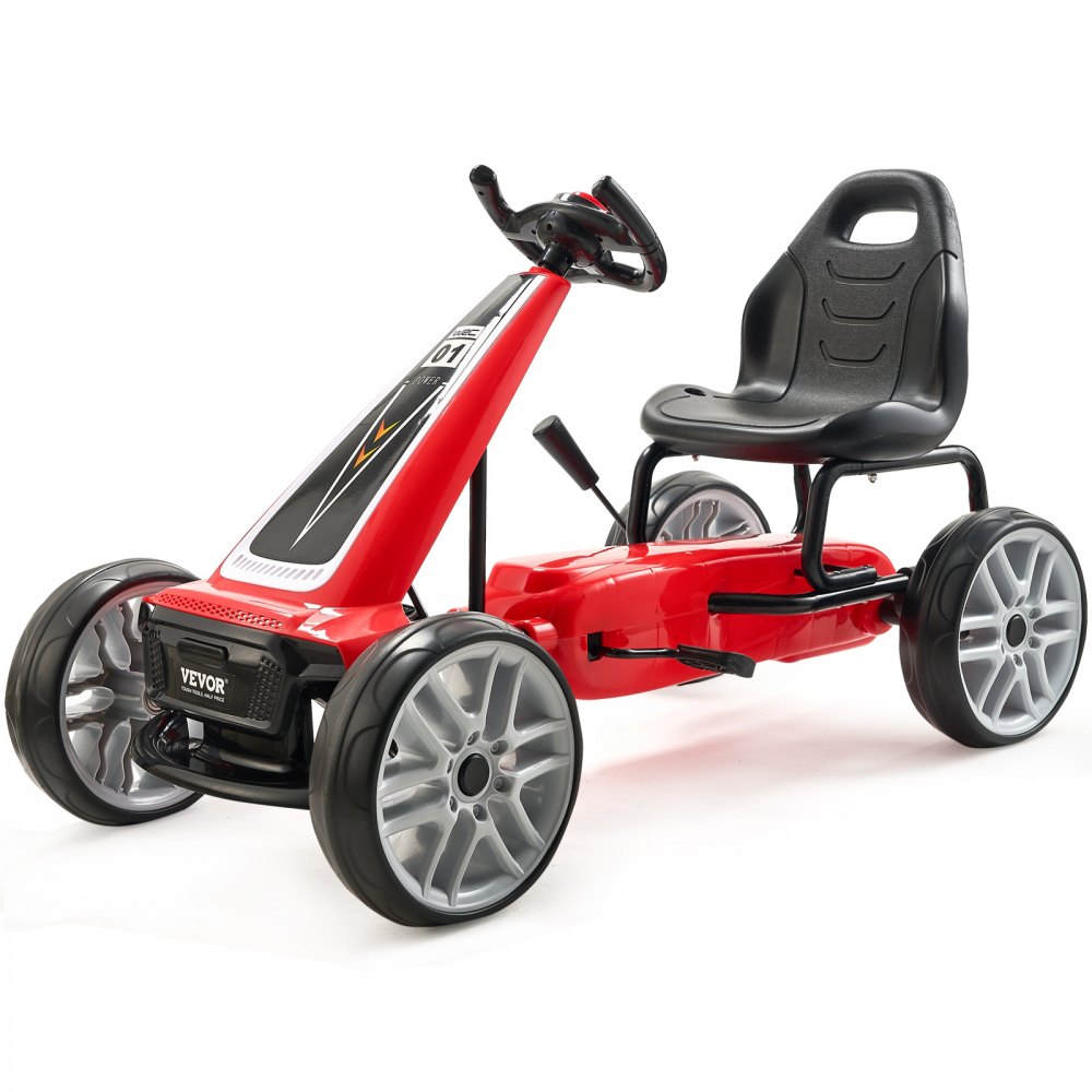 VEVOR Go Kart 4 Wheel Pedal Ride On Toy for Kids Adjustable Seat Hand Brake Red - ETTBCJTK512SUYSK4V0