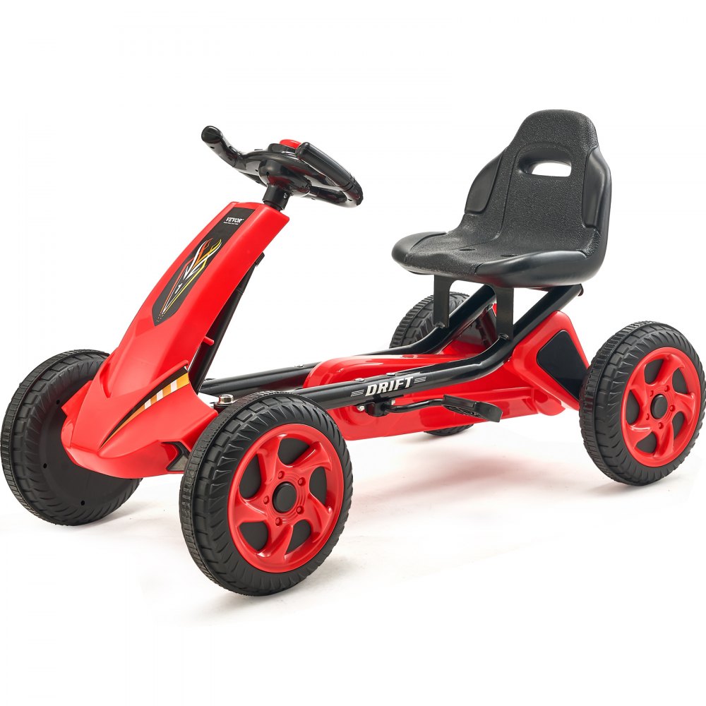 VEVOR Go Kart 4 Wheel Pedal Ride On Toy for Kids Ages 3-8 Adjustable Seat Red - ETTBCJTK38S6FXZBJV0