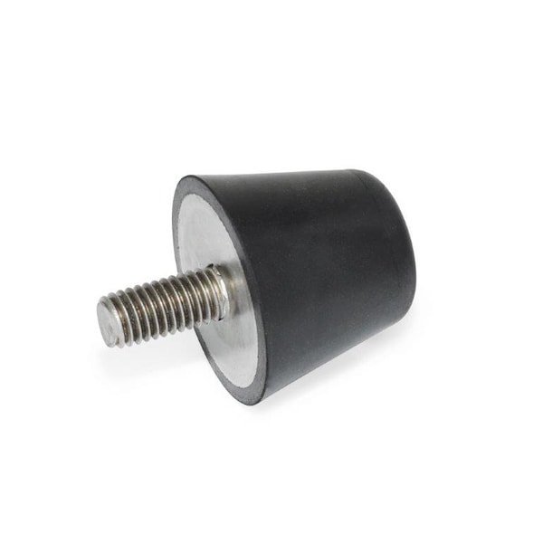 J.W. Winco GN254-50-3/8X16-15.9-55 Tapered Bumper Stainless, Nat. Rubber, Thrd Stud - 254-50-3/8X16-15.9-55