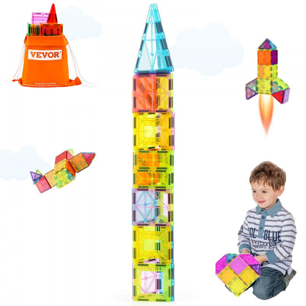 VEVOR Magnetic Tiles Magnetic Building Toy 32 PCS Magnet Blocks for Kids 3D Set - JZKCLPJMTZDSC51DLV0
