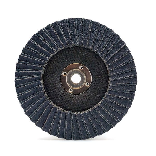 Disco de láminas Weiler 7" Tiger X, Cónico (TY29), Respaldo Fenólico, 40 Grit, 5/8-11" - 51220