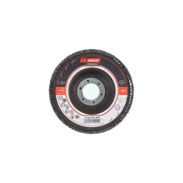 Disco abrasivo de aletas de larga duración Holex ZA, cónico, Diámetro 115 mm, Grano: 80 - 565284 80.