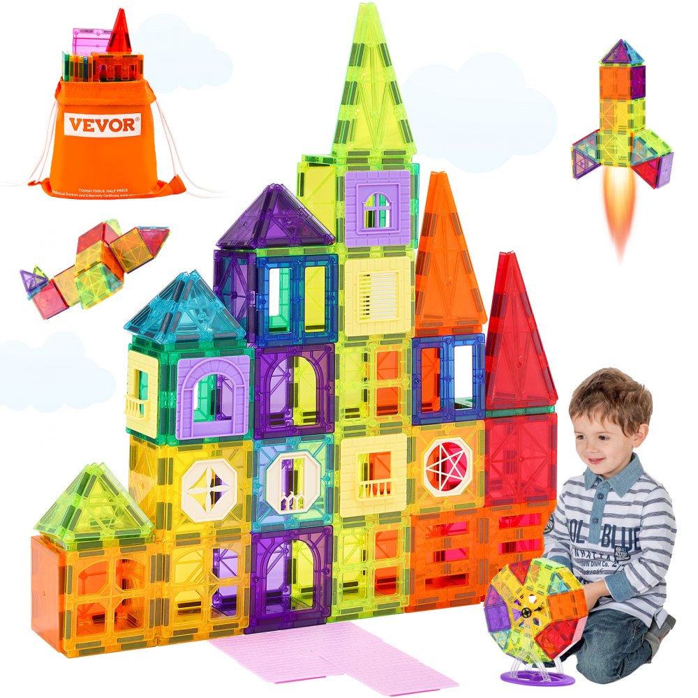 VEVOR Magnetic Tiles Magnetic Building Toy 181 PCS Magnet Blocks for Kids 3D Set - JZKCLPJMTZDS0Y81UV0