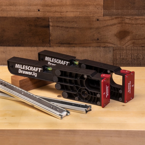 Milescraft Drawer Jig-Reversible Drawer Slide Jig for Drawer Installation with Easy-Align Tabs, Fence and Level - 1341