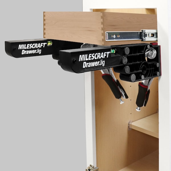 Milescraft Drawer Jig-Reversible Drawer Slide Jig for Drawer Installation with Easy-Align Tabs, Fence and Level - 1341