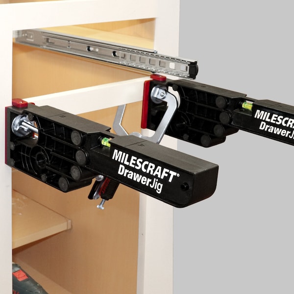 Milescraft Drawer Jig-Reversible Drawer Slide Jig for Drawer Installation with Easy-Align Tabs, Fence and Level - 1341