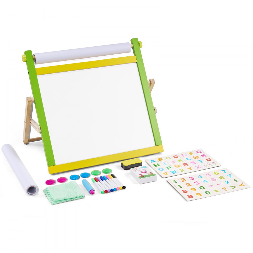 VEVOR 3-in-1 Tabletop Kids Art Easel Double-Sided Magnetic Whiteboard Chalkboard - ZMSKMZZMSDMY91JRPV0