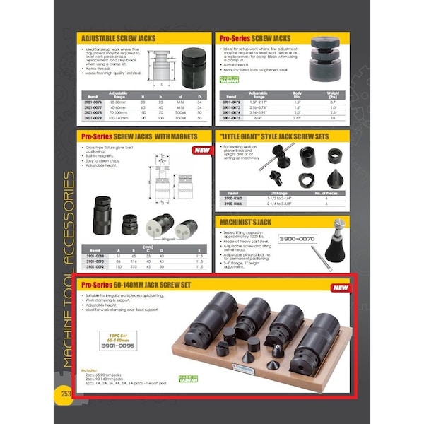 Hhip Vertex 10 Piece 65-140mm Adjustable Screw Jack & Pad Set - 3901-0095
