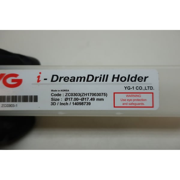 Yg-1 Tool Dream Drill 17-17.49Mm Carbide Tripped Coolant Drill Holder - ZC0303