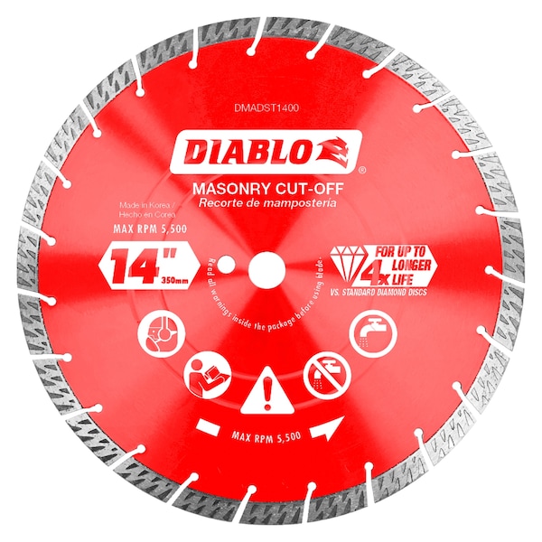 Diablo 14" Discos de corte turbo segmentados de diamante para albañilería - DMADST1400