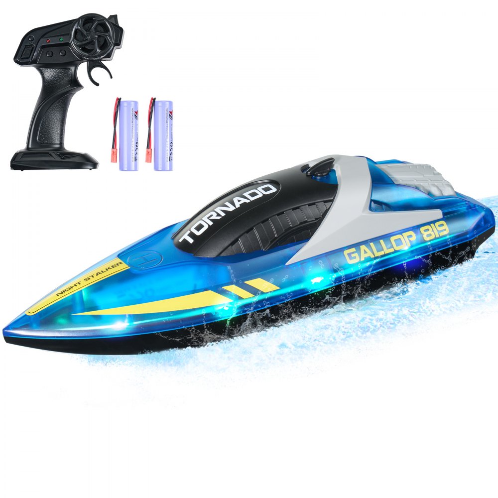 VEVOR RC Boat 2.4 GHz Remote Control Racing Boat 12 km/h Kids Adults Gift Blue - SSYKCCJ30KMHMVT8AV9