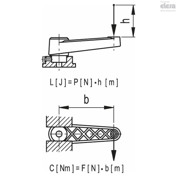 Elesa Revolving handle, drilled hub, MT.64 A-8 - MT.