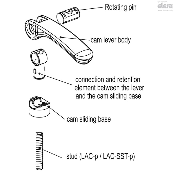 Elesa With adjustable ring-nut, LAC-R-63 SST-p-M6x50 - LAC-R