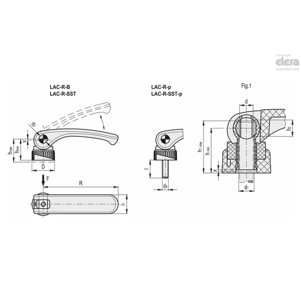 Elesa With adjustable ring-nut, LAC-R-63 SST-p-M6x50 - LAC-R