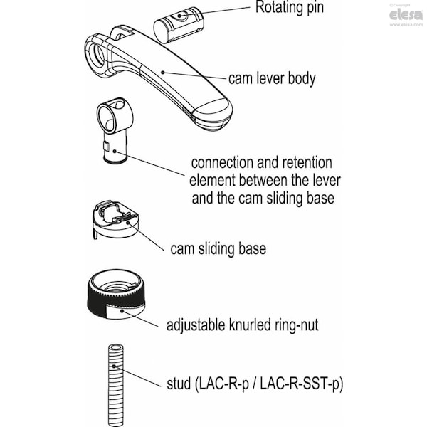 Elesa With adjustable ring-nut, LAC-R-63 SST-p-M6x50 - LAC-R