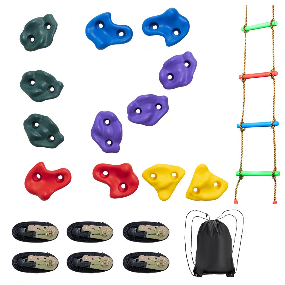 VEVOR Ninja Tree Climbing Kit 12 Climbing Holds 6 Ratchet Straps Climbing Ladder - PSZJTZ12PCSDLD8RSV0