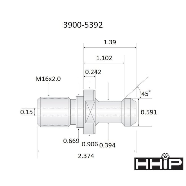 Hhip 2.37" X .59 BT40 Coolant Thru Retention Knob - 3900-5392