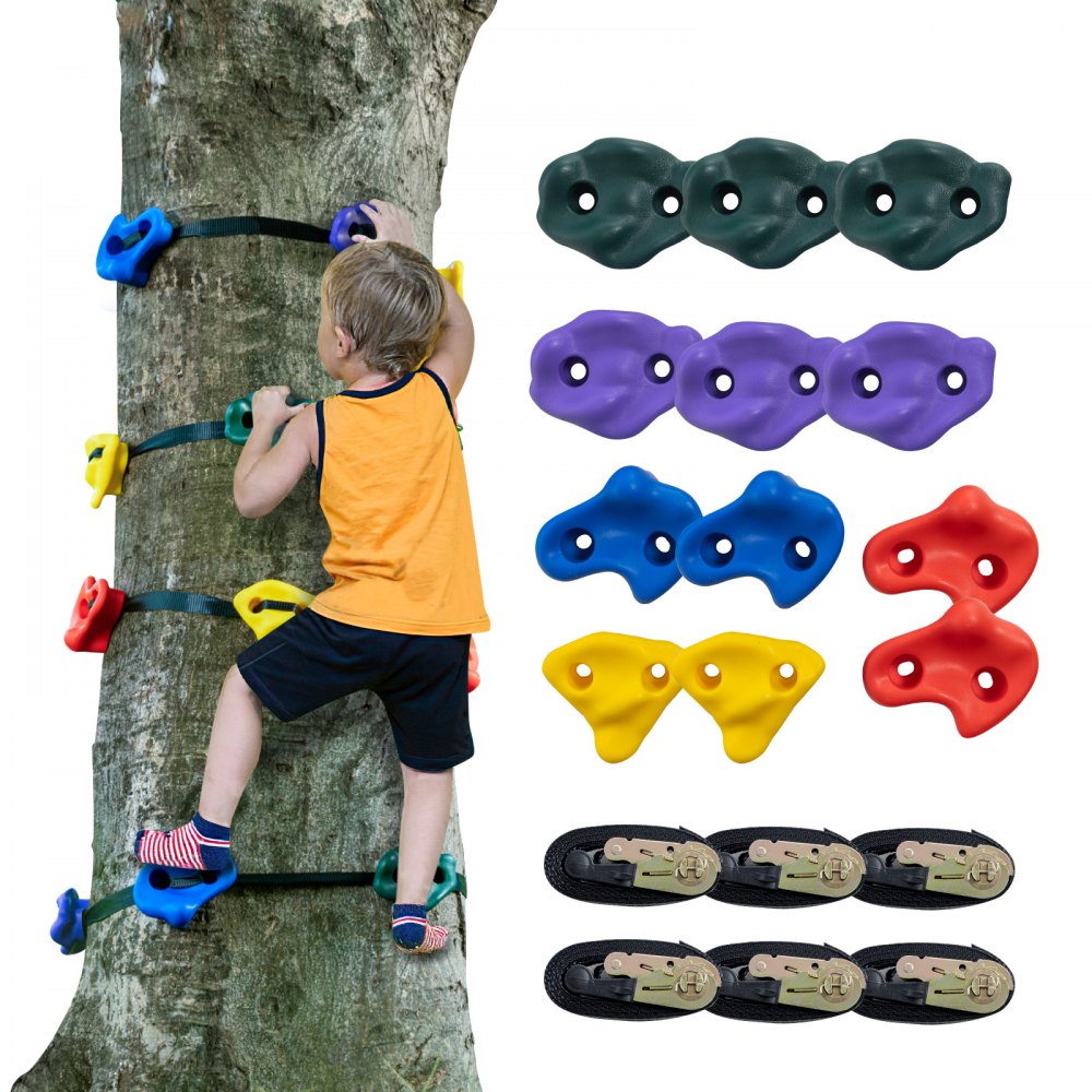 VEVOR Ninja Tree Climbing Kit 12 Tree Climbing Holds 6 Ratchet Straps Outdoor - PSZJTZ12PCSDU0ZMAV0