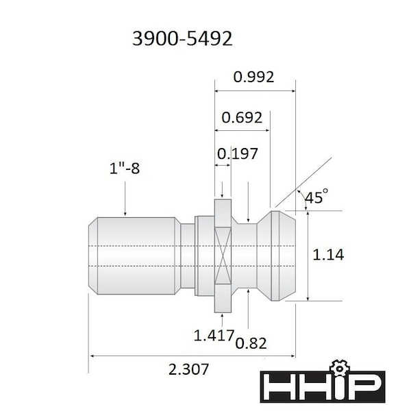 Hhip 2.31" X 45 Degree CAT50 Retention Knob - 3900-5492