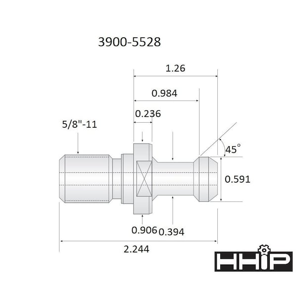 Hhip HAAS CAT40 45 Degree Pull Stud 5/8-11 PS-32114 - 3900-5528