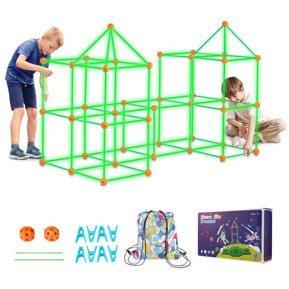 Glow In The Dark! Christmas Gift! VEVOR Tent Fort Building Kit for Kid Glow In The Dark STEM Construction Toy 140P - BLJZTJCZK1401BKE9V0