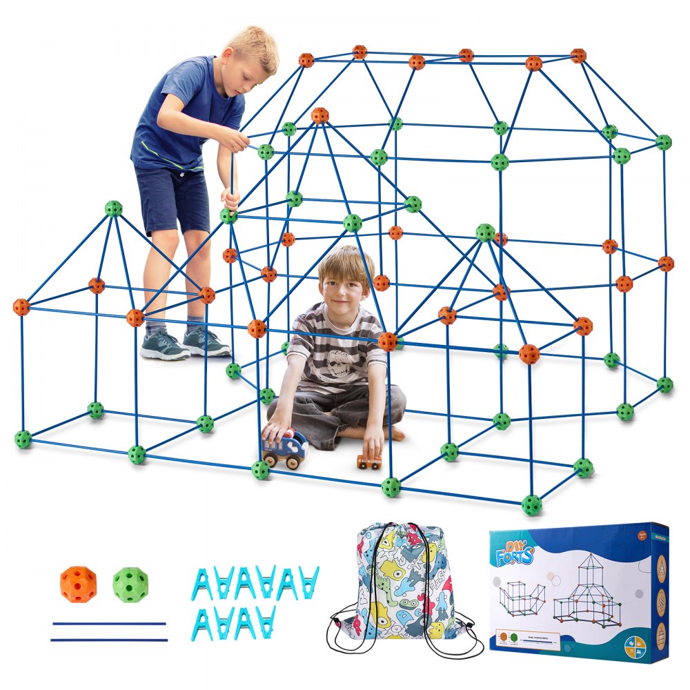 VEVOR Tent Fort Building Kit for Kids STEM Construction Toy Set Castle 180PCS - BLJZTJCZK180M0O56V0
