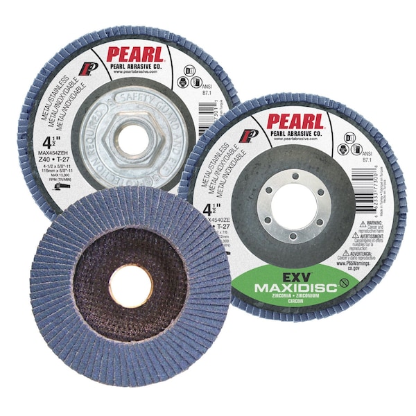 Disco de aletas Pearl EXV Zirconia Maxidisc de 4 1/2 x 7/8 Z80 T-27 - MAX4580ZE