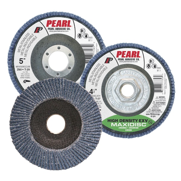 Disco de aletas de alta densidad Pearl EXV Zirconia Maxidisc 4-1/2 x 5/8-11 Z60 T-27 - MAX456ZJEH