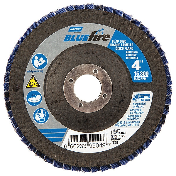 Disco de láminas Norton Abrasives, 4 pulgadas x 36 granos, 5/8 - 66623399049