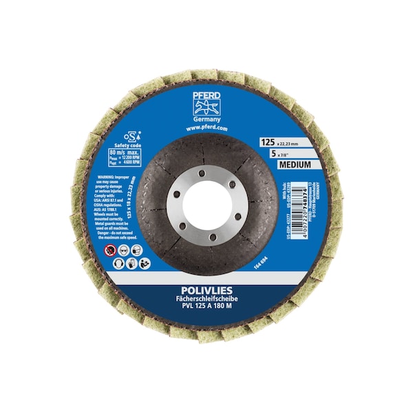 Disco de láminas no tejidas POLIVLIES® de 5" de Pferd - Orificio de 7/8" - Grado Medio - 43277
