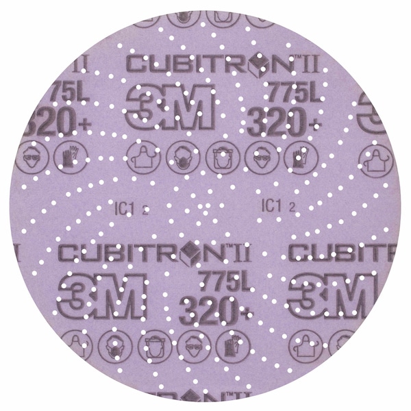Disco de película de lijado limpio 3M Cubitron, 6", 320+, Die600LG - 775L 309
