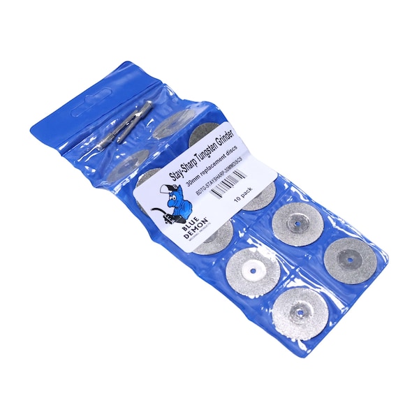 Blue Demon Stay-Sharp ECO Tungsten Grinder, 30mm replacement discs 10 pack - BDTG-STAYSHARP-ECO-30MMDISCS