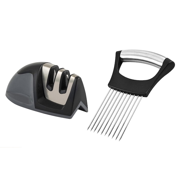 1947Kitchen Ultra Sharp Knife Sharpener and Stainless Steel Vegetable And Meat Slicer Holder, 2PK - BUN-2-CHAKS-CHAMV-746