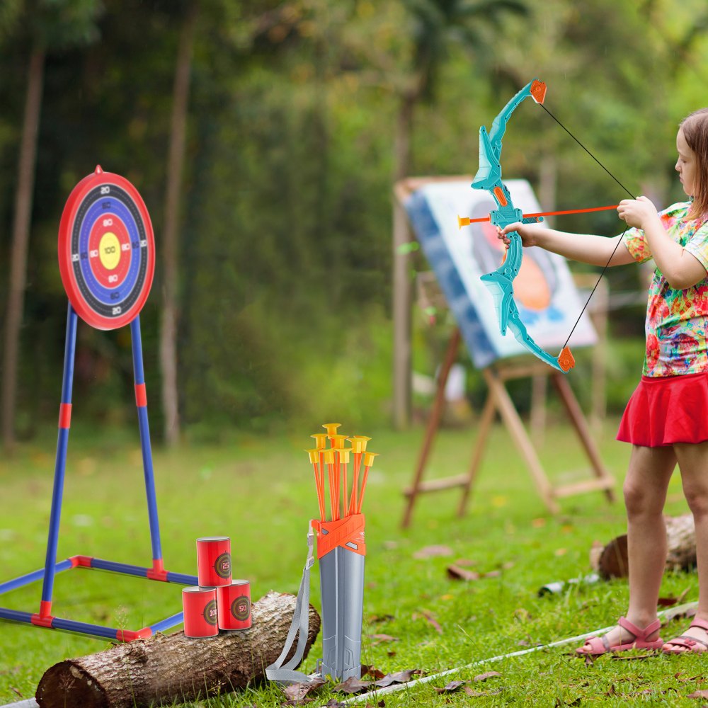 Christmas Gift! VEVOR Bow and Arrow Set for Kids, LED Light Up Archery Set with 10 Suction Cup Arrows, Standing Target, Quiver, 3 Target Cans, Outdoor Toy for Boys & Girls 6 7 8 9 10+ Years Old, Birthday Gift for Kid - ETGJTZDBTZLBIWJYMV9