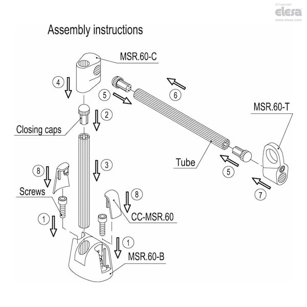 Elesa Connecting tubes, MSR.60-T13-300 - MSR.60-T13