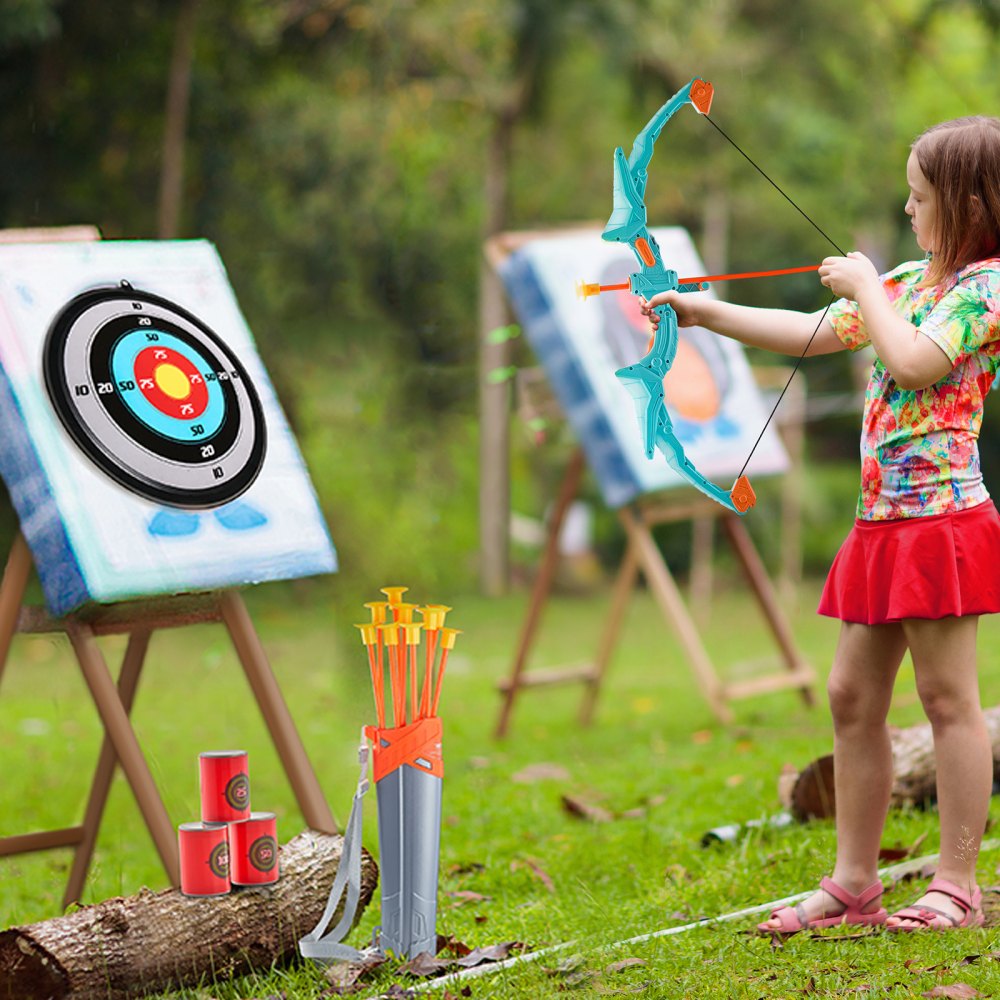 VEVOR Bow and Arrow Set for Kids, LED Light Up Archery Set with 10 Suction Cup Arrows, Hanging Target, Quiver, 3 Target Cans, Outdoor Toy for Boys & Girls 6 7 8 9 10+ Years Old, Birthday Gift for Kid - ETGJTZDBTZDBZO2Z7V9