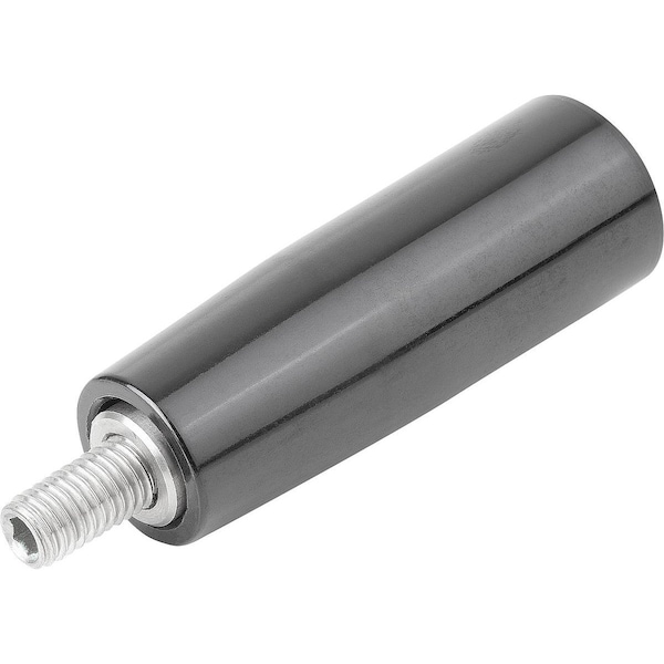 Kipp Taper Grip Revolving Size:3 D=M10X14, D1=28, Thermoset High Polish Black, Comp:Stainless Comp:Bright - K1201.11028