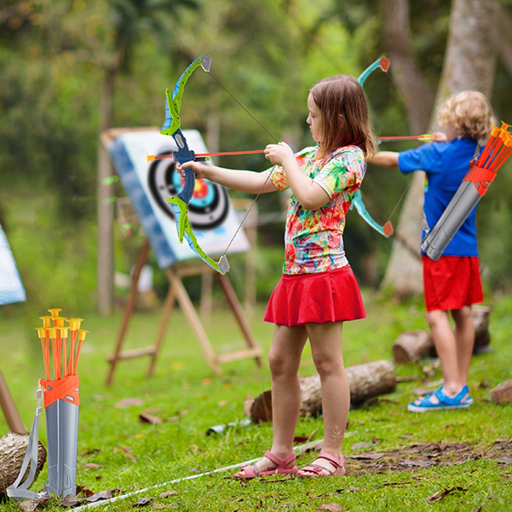 VEVOR Bow and Arrow Set for Kids, 2 Pack LED Light Up Archery Set with 20 Suction Cup Arrows, 2 Hanging Targets, 2 Quivers, 3 Target Cans, Outdoor Toy Birthday Gift for Boy & Girl 6 7 8 9 10+ Year Old - ETGJTZDBTZDBZNTYTV9