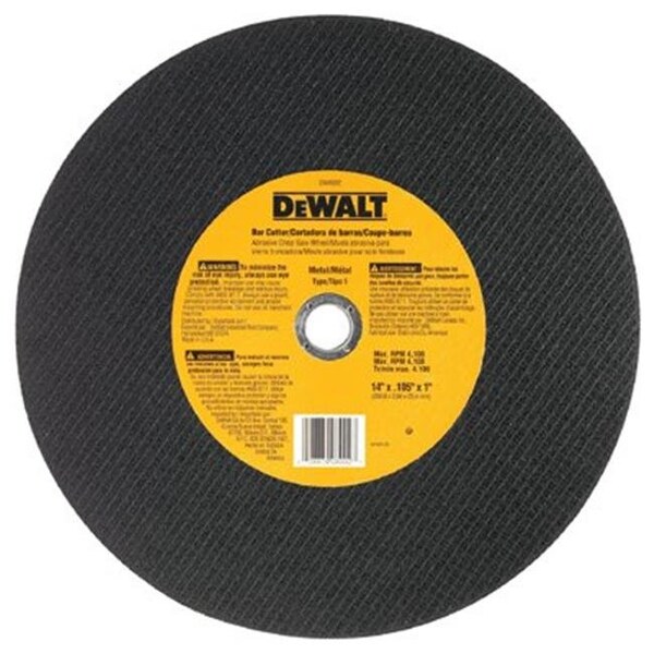 Dewalt 115-DW8002 Tipo 1 - Rueda de corte | 14 pulgadas x 7/64 pulgadas x 1 pulgada Fab Cutter Chop Saw Wheel Heavy Metal - 115-DW8002