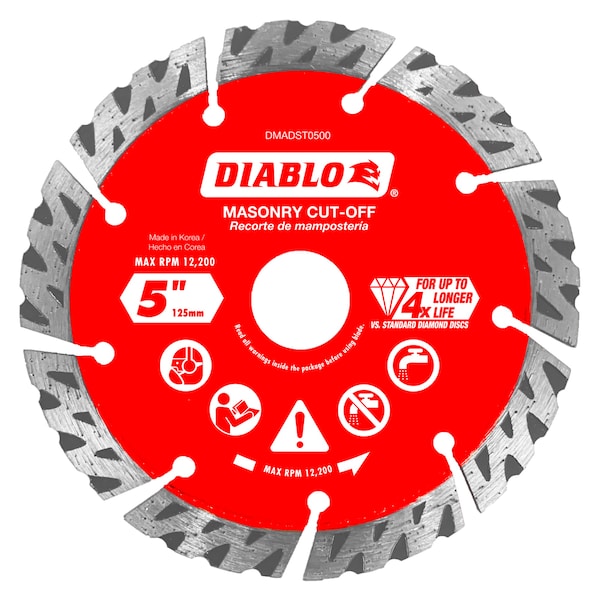 Diablo 5" Discos de corte turbo segmentado de diamante para albañilería - DMADST0500