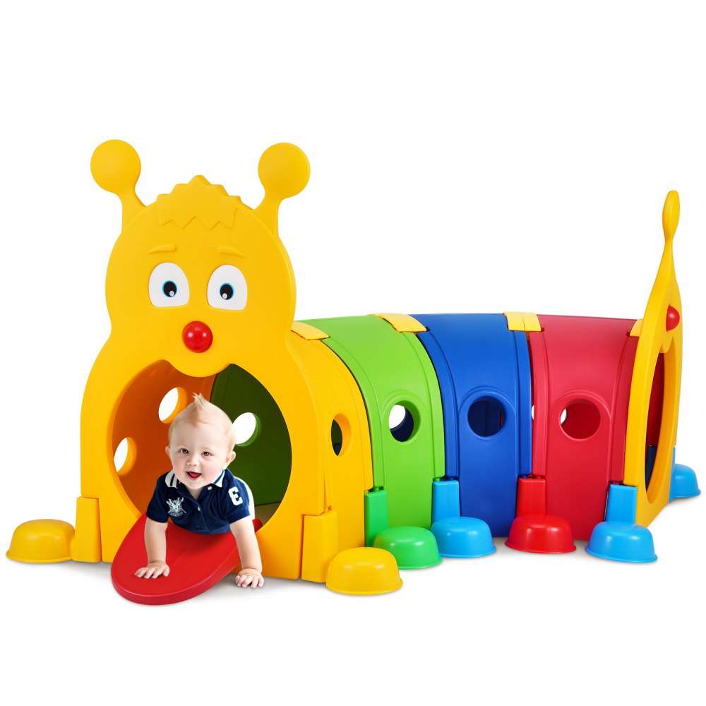 VEVOR Caterpillar Tunnel for Kids, Outdoor Indoor Climb and Crawl Through, Play Equipment for Toddler,Boys,Girls,Baby 3-6, 4 Sections, for Daycare, Preschool, Playground, Multicolor - PPSDDXX4DMMC1MBCTV0